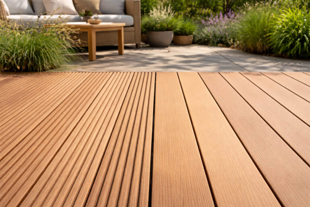 Comparaison de lames de terrasse rainurées et lisses